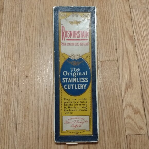 Rusnorstain Robert F. Mosley Sheffield Vintage Dessert Knives Cutlery Stainless - Picture 5 of 11